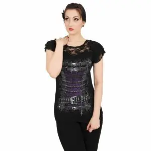 waisted corset kortermet svart blondetopp T085F721