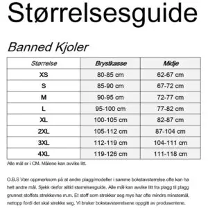 størrelseguide banned apparel kjoler