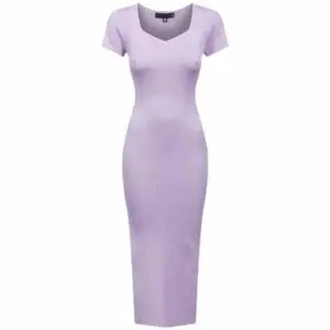 bodycon ribbestrikket maxikjole lavendel LDRE0640LILMG