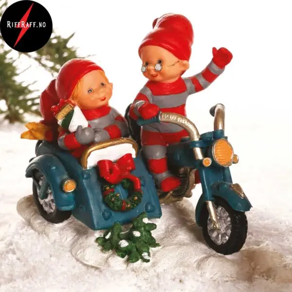 Pobra Nisse på blå motorsykkel 9cm 4784BLU