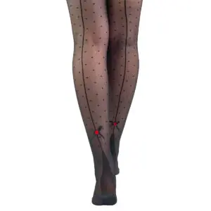 Premium Dotty Back Bow & Red Rose nylonstrømper dame PremiumDottySeamedTightWithBackBow&RedRoseBLK