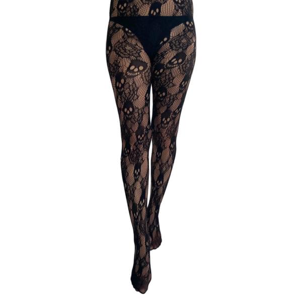 Pamela Mann Rose Skull nettingstrømper mote RoseSkullNetTights