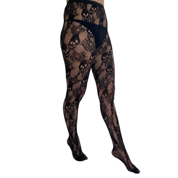 Pamela Mann Rose Skull nettingstrømper mote RoseSkullNetTights