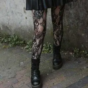 Pamela Mann Rose Skull nettingstrømper mote RoseSkullNetTights