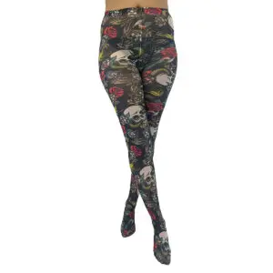 Pamela Mann Skull and Snake nylonstrømper dame SkullAndSnakePrintedTights