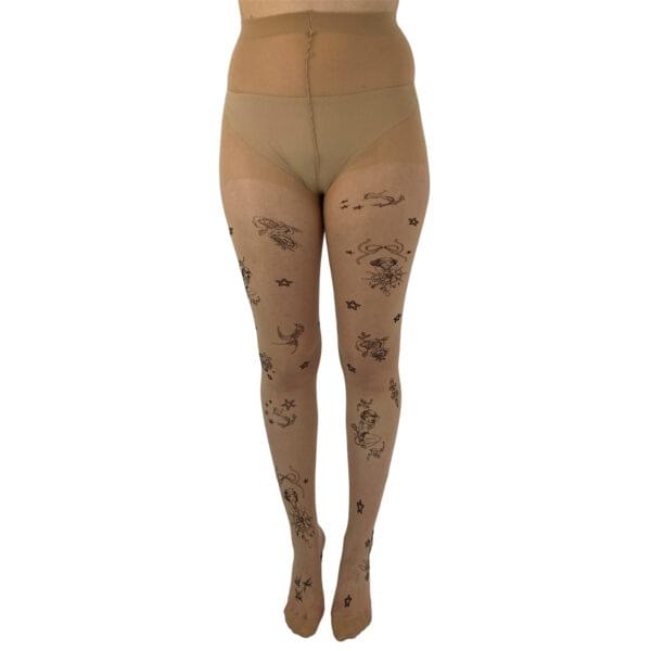 Tattoo Sailor Girl nylonstrømper brun TattooSailorGirlTights