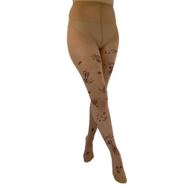 Tattoo Sailor Girl nylonstrømper brun TattooSailorGirlTights