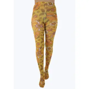 Pamela Mann Throwback Floral Mustard nylonstrømper ThrowbackFloralPrintedTightsMustard