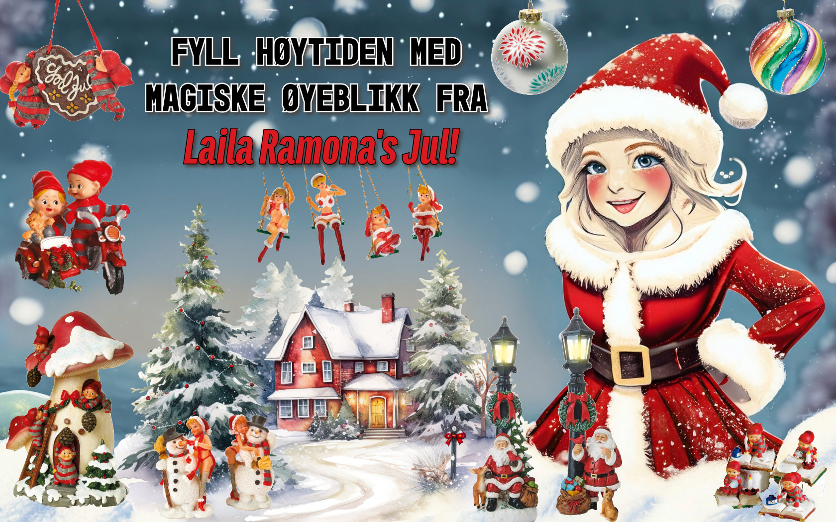 Laila Ramona's Jul med julepynt fra Pobra uten riffraff.no logo 1680x1050