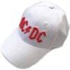 AC/DC hvit baseball caps med rød logo